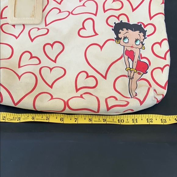 Betty Boop Red Heart Print Canvas Tote Bag Retro Y2K - Picture 13 of 16